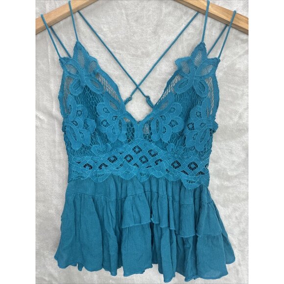 Free People One Women's Adella Cami in Turquiose Size  XS - Picture 3 of 10